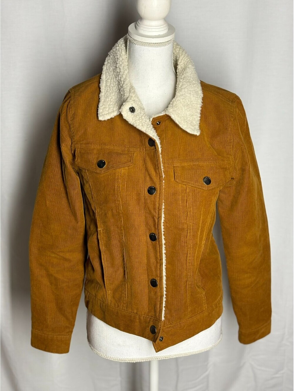 Empyre Women's Full Zip Corduroy Jacket Tatum Brown Sherpa Collar Small